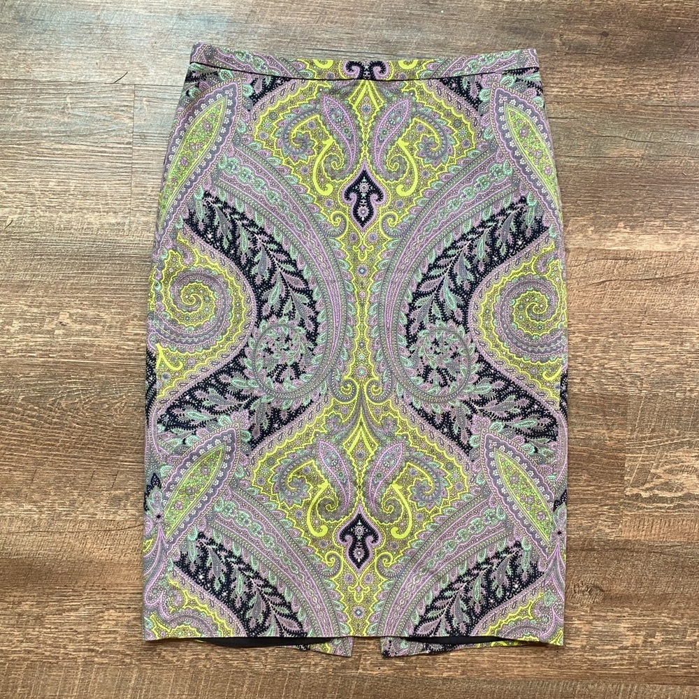 J.Crew Paisely Pencil Skirt Sz 2